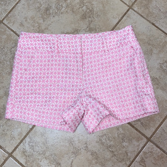 New York & Co 7th Avenue Jacquard Pink and White Dressy Walking Shorts - Picture 1 of 8